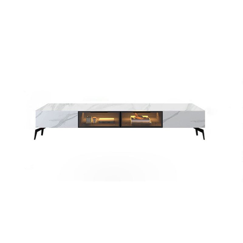 Modern Slate TV Stand White Closed Storage TV Console with Sensor Light