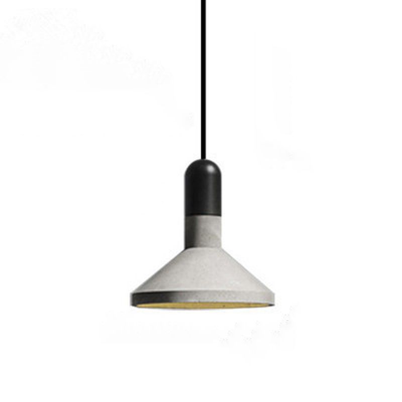 1-Light Hanging Light Fixture Modern Stone Pendant Lamp with Cement Shade for Bedroom