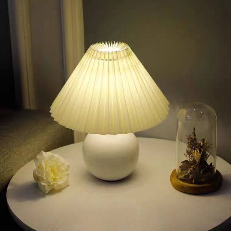 Nordic Style Ceramics Table Lamp Umbrella Shape Colorful Bulb Table Light for Bedroom