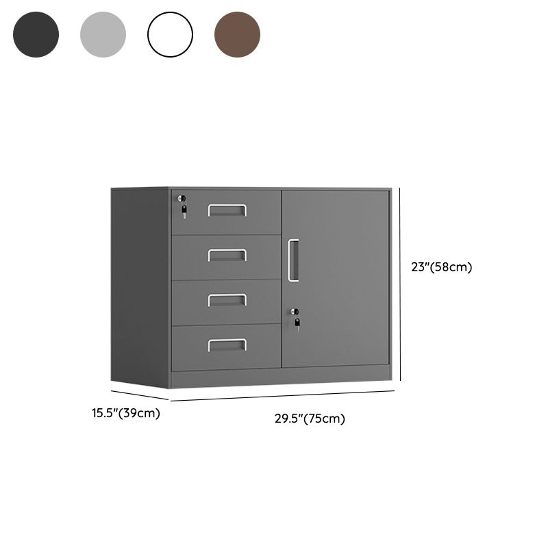 Contemporary File Cabinet Metal Frame Key Lock Lateral File Cabinet for Office