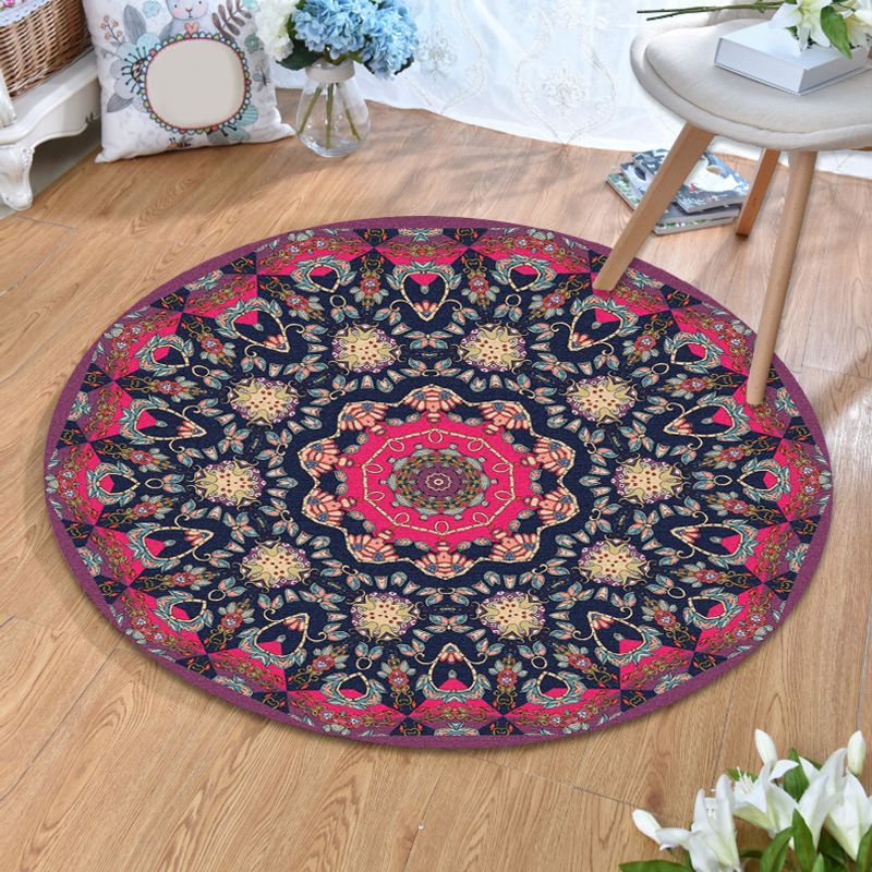 Olden Bohemian Style Rug Multi Color Tribal Pattern Carpet Non-Slip Backing Stain Resistant Washable Rug for Sitting Room