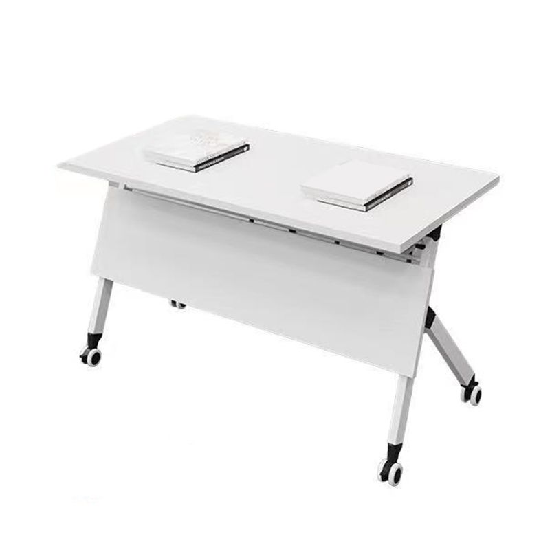 Rectangular Shaped Folding Writing Desk Wood with Metal Legs in White