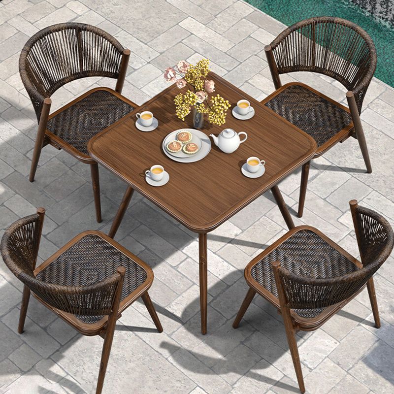 Tropical Rattan Patio Arm Chair with Arm Brown Dining Armchair