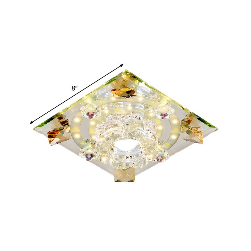 Crystal LED Flush-Mount Light Fixture Modern Style Purple Butterfly/Amber Gem Corridor Ceiling Lamp