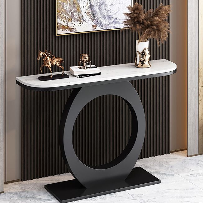 Half Moon Console Table with Pedestal Base for Hall Accent Table