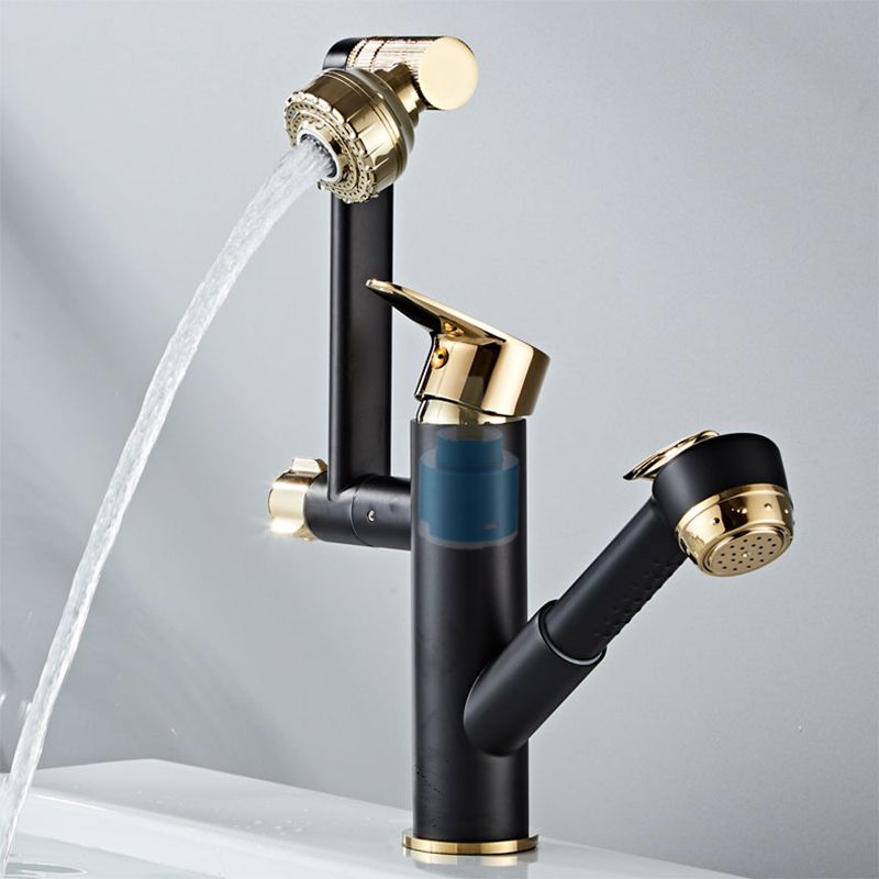 Glam Vessel Faucet Brass Lever Handles Swivel Spout Basin Lavatory Faucet