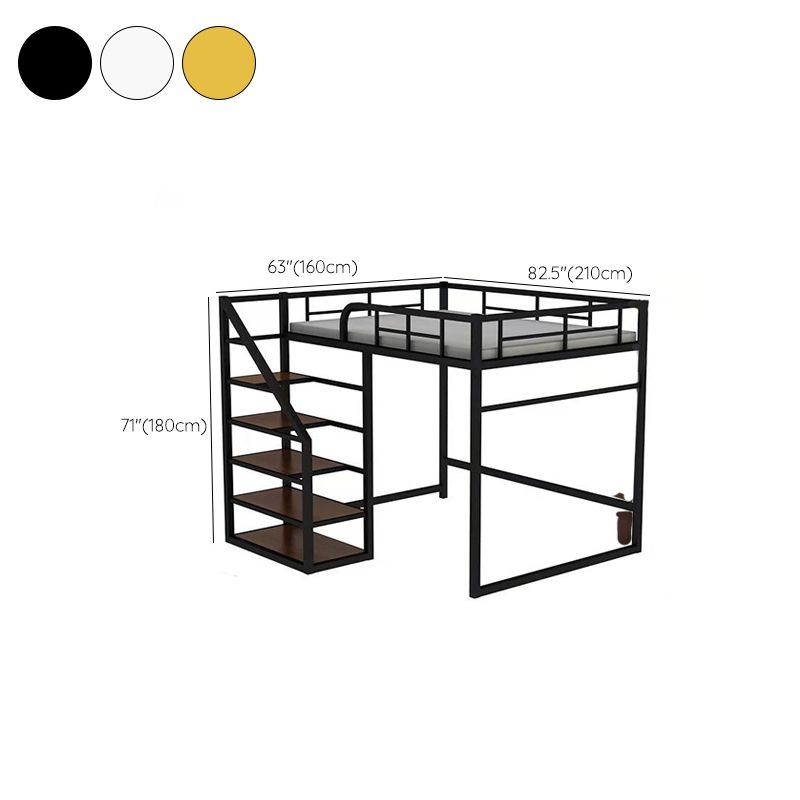 Iron High Loft Bed with Storage Contemporary Full/Queen Loft Bed with Stairway