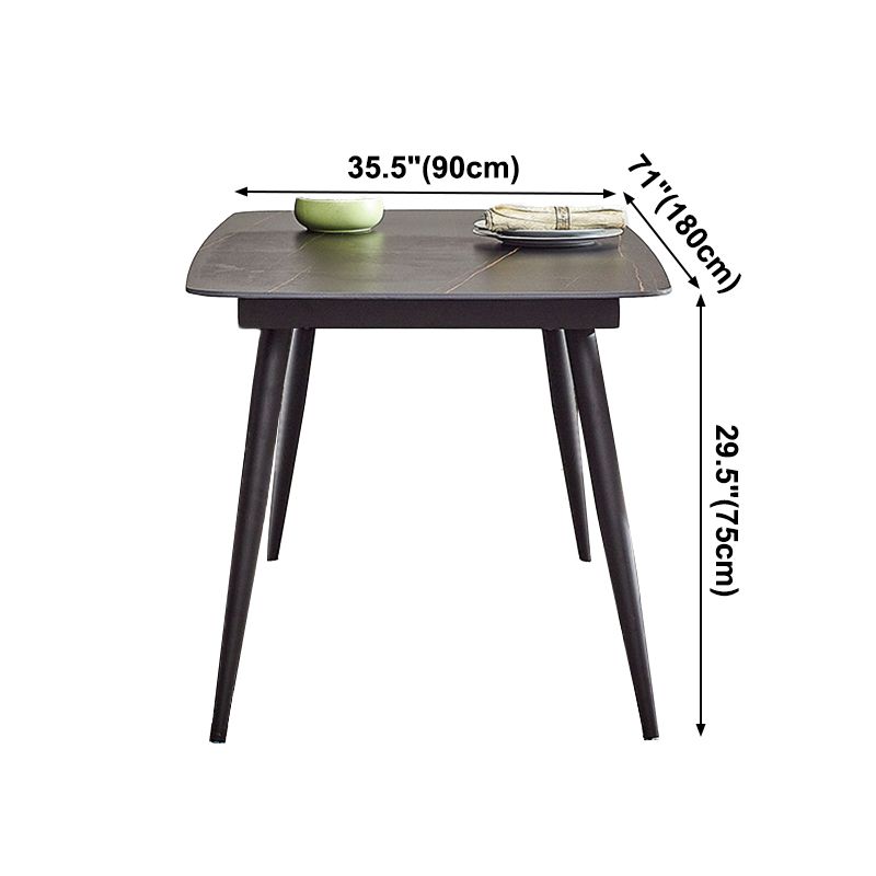Metal Industrial Rectangle Dining Table Sintered Stone Top Indoor Table for Dining Room