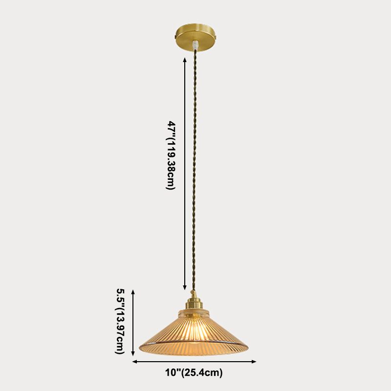 Cono 1 Lámpara de luz de lámpara colgante de luz lámpara de vidrio de estilo industrial en oro