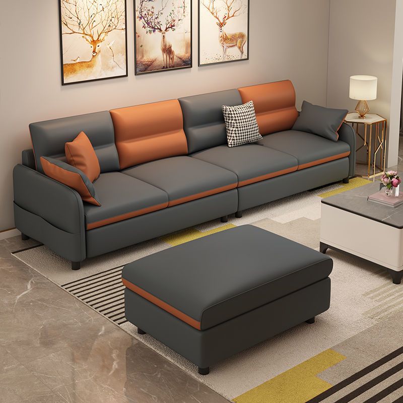 102.4" W √ó 102.4" D √ó 29.53" H Faux Leather Straight Arm Sectional with Stain-Resistant