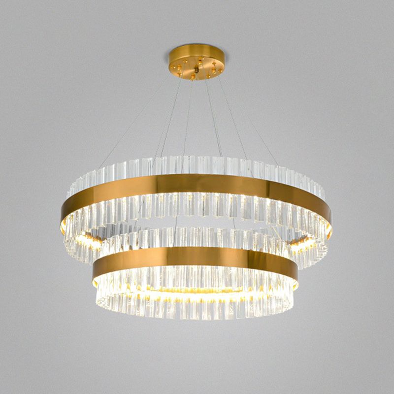 Lumière de lustre en forme d'anneau Simplicité Crystal Crystal Living Room LED PENDANT LIGHT DIMINATION EN GOL