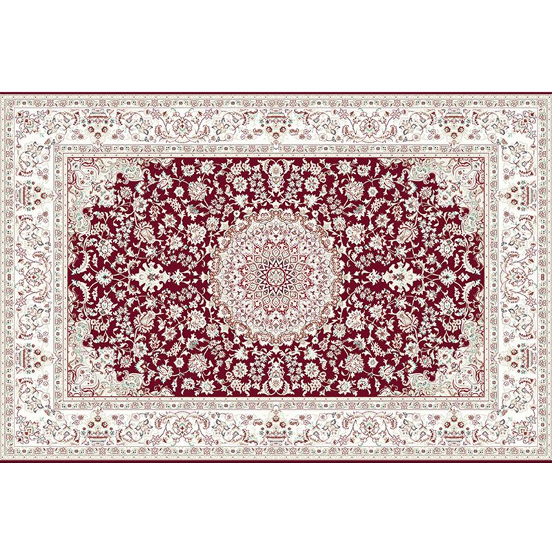 Mid-Century Indoor Rug Antique Floral Print Rug Polyester Anti-Slip Backing Carpet for Home Decor