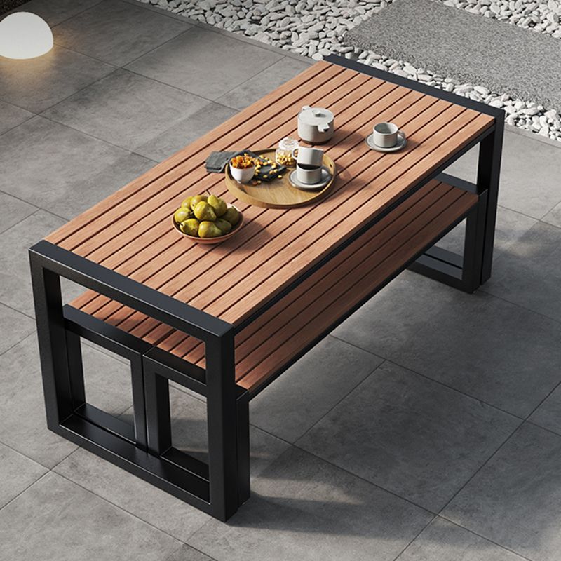 Modern Geometric Courtyard Table Artificial Wood Outdoors Table