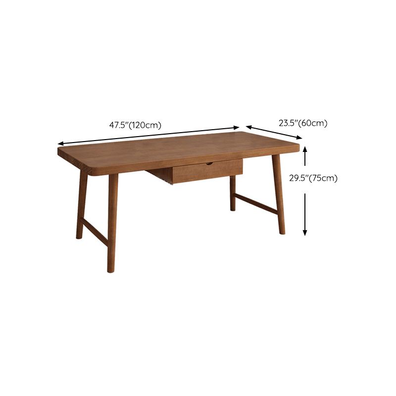 Contemporary Sled Office Desk Natural Solid Wood Writing Desk