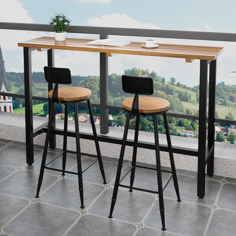 Industrial Bar Dining Table Solid Wood Bar Dining Table with Trestle Base