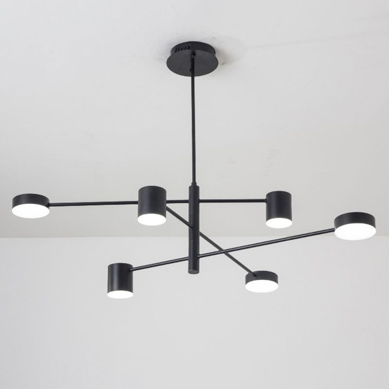 Black Metal Linear suspendu lustre Light Modern Drum Shade LED Plafond Chandelier pour le salon