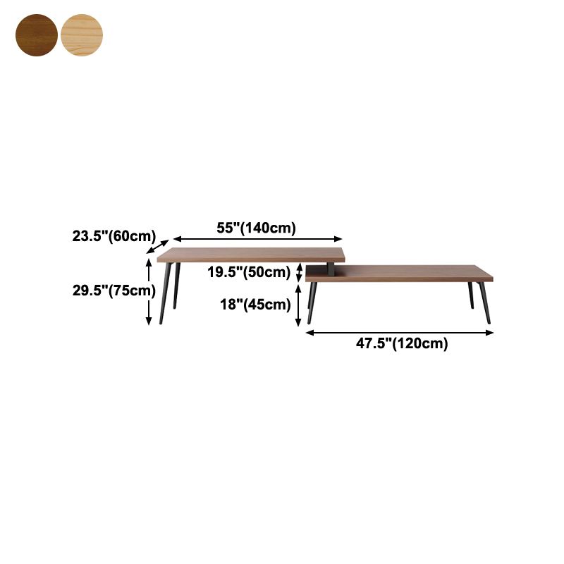 L-Shape Contemporary Writing Desk Pine Wood Desktop Parsons Base Desk