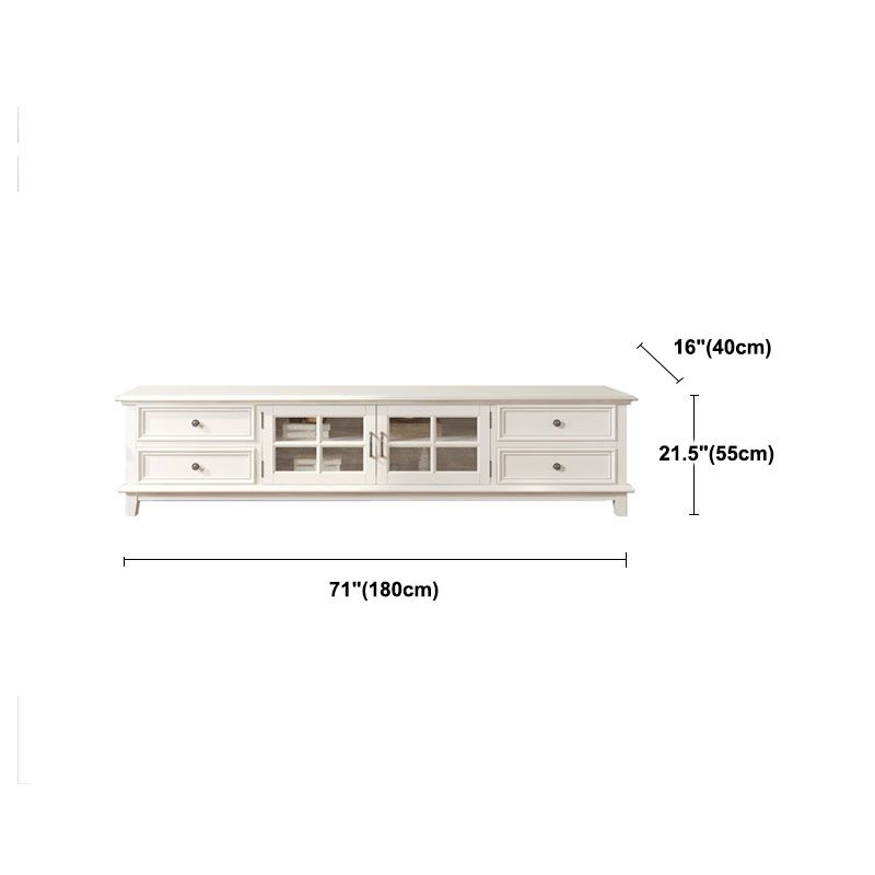 Contemporary Ash Wood TV Media Stand White Wood Media Console with Drawers