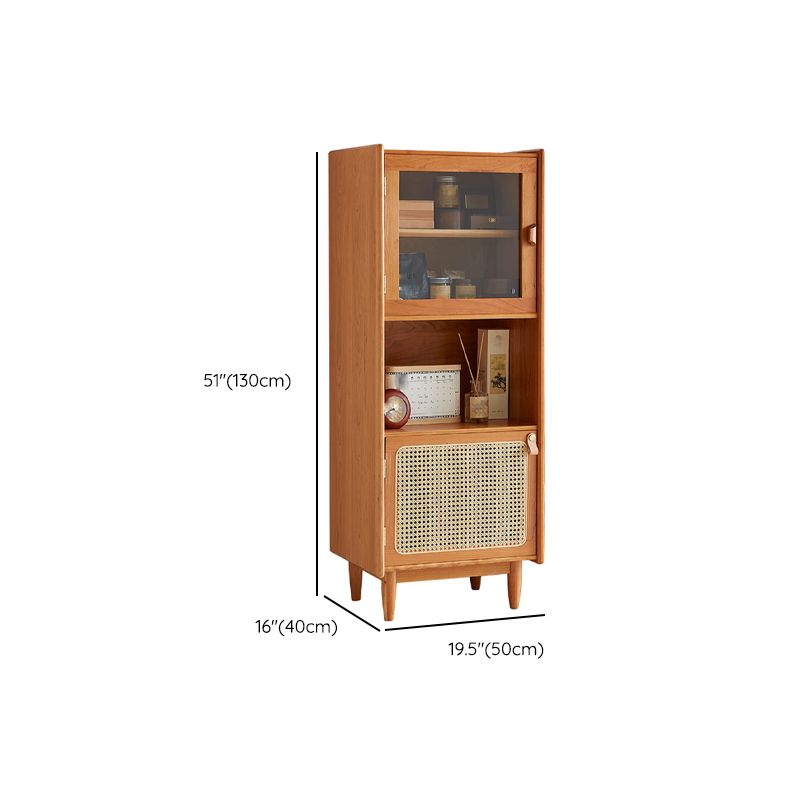 Modern Style Cherry Wood Storage Sideboard Cabinet with Glass Doors