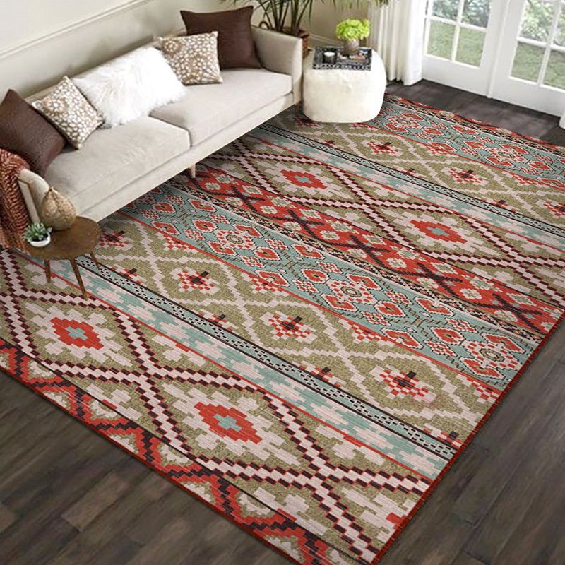 Multi-Color Living Room Rug Persian Floral Indoor Rug Synthetics Pet Friendly Non-Slip Backing Machine Washable Rug