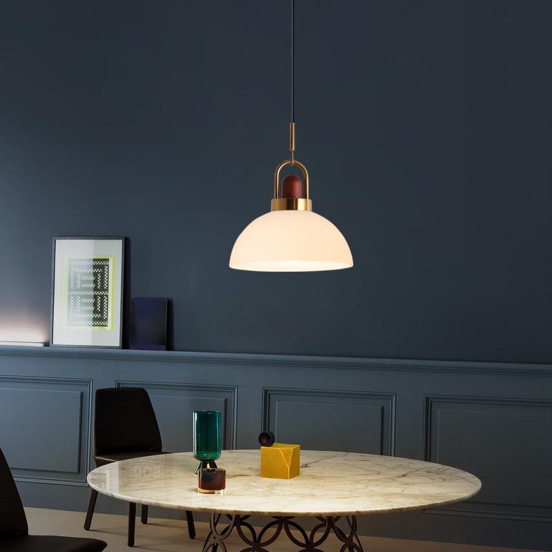 1 lichte industriële stijl hanglampverlichting met witte glazen schaduw voor woonkamer