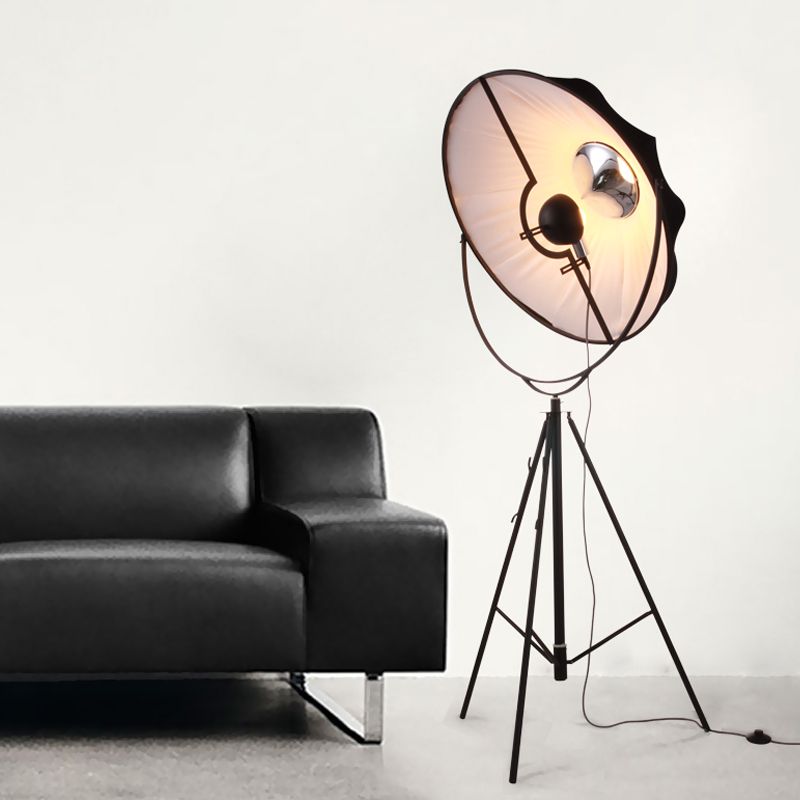 Contemporary Semi-Globe Tri-Leg Floor Light Metal 1 Bulb Photo Studio Standing Lamp in Black/White