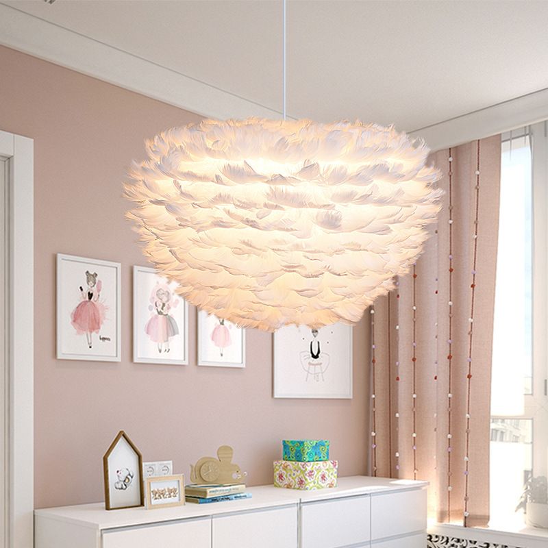 Plume moderne Hanging Lights Child's Chaby Chambre salon Chandelier