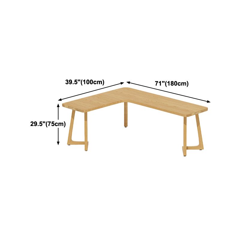 Modern Style Home Office Desk Solid Wood L-Shaped Writing Desk