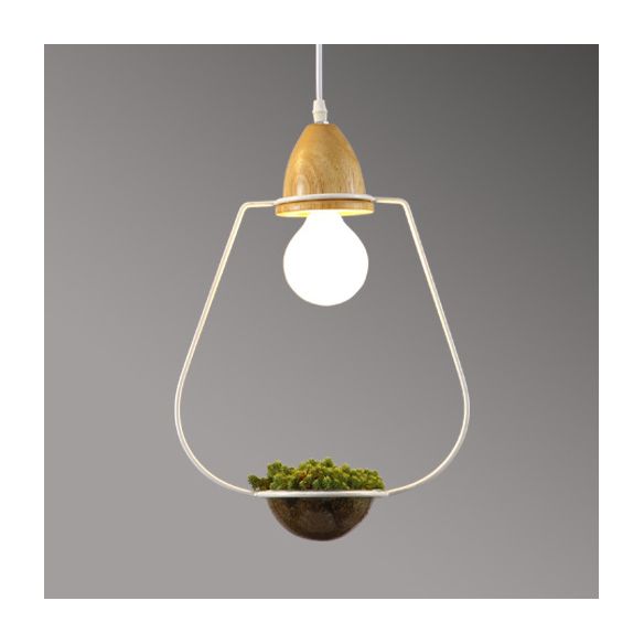 Vintage stijlvolle open kooi suspensie licht 8,5 "/11" breed 1 licht metallic hanger lamp met bloempot in zwart/wit