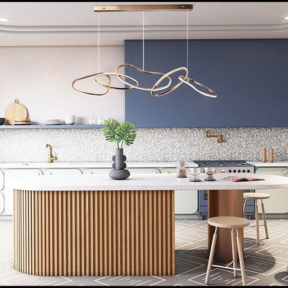 Nordic Simple suspendu plusieurs anneaux lustre pendant léger en métal plafonnier luminaire pour restaurant