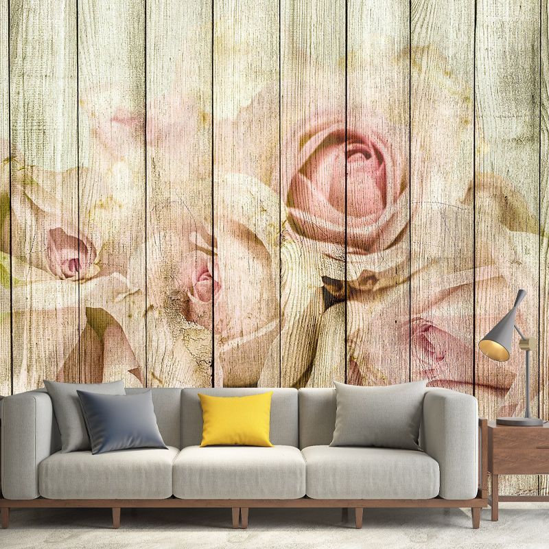 Illustration Wall Mural Wallpaper Plant Printed Wood Sitting Room Wall Mural