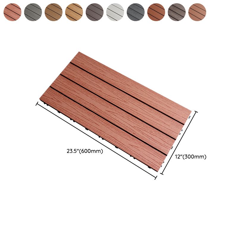 Tradition Rectangle Wood Tile Brown Engineered Wood for Patio Garden