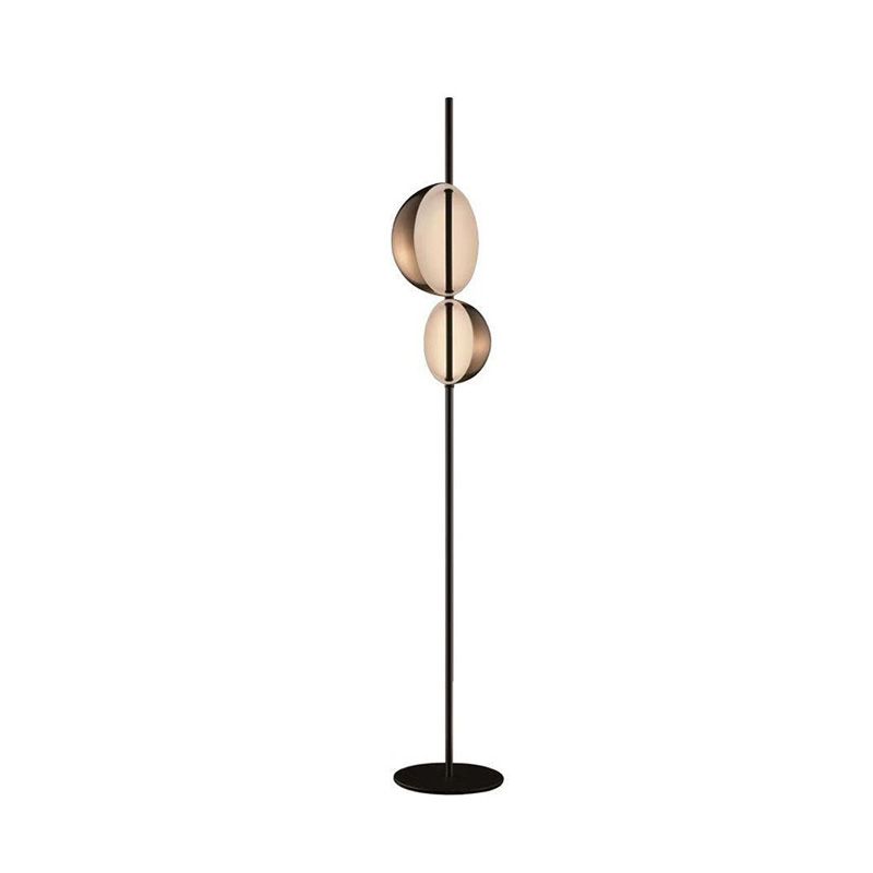 Nordic Semi-Orb Floor Reading Light Metallic LED Living Room Standing Lamp in Black/Gold