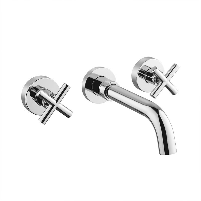 Cross Handle Wall Mounted Bathroom Faucet 3 Hole Luxury Vanity Sink Faucet