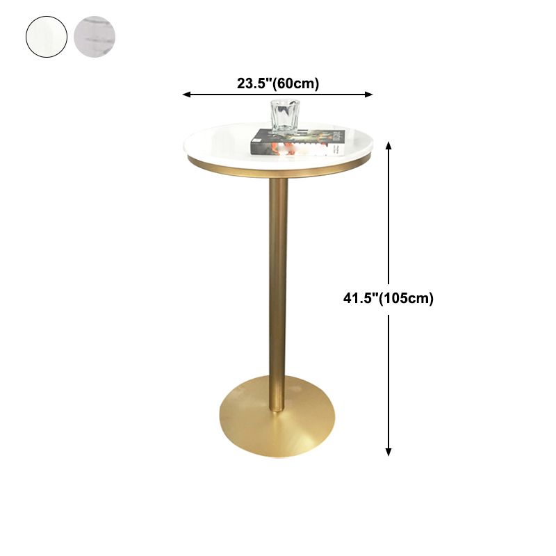 Glam Style Gold Metal Bar Table White Top Specialty Indoor Bistro Table