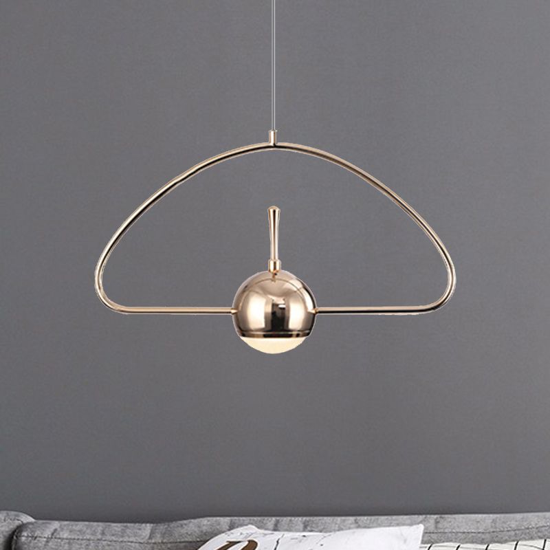 Rectangular/Triangular/Circular Wire Frame Ceiling Pendant Contemporary Metal 1 Light Chrome/Gold Pendant Light Fixture for Bedroom