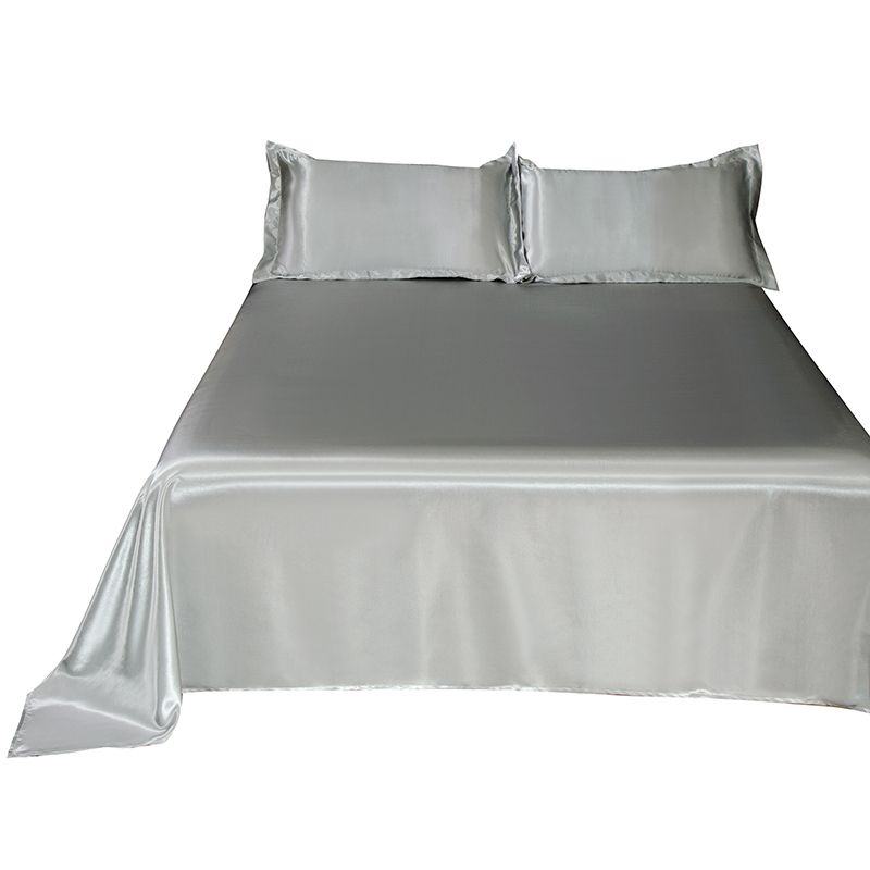 Non-Pilling Bed Sheet Solid Color Breathable Sateen Weave Fade Resistant Sheet Set