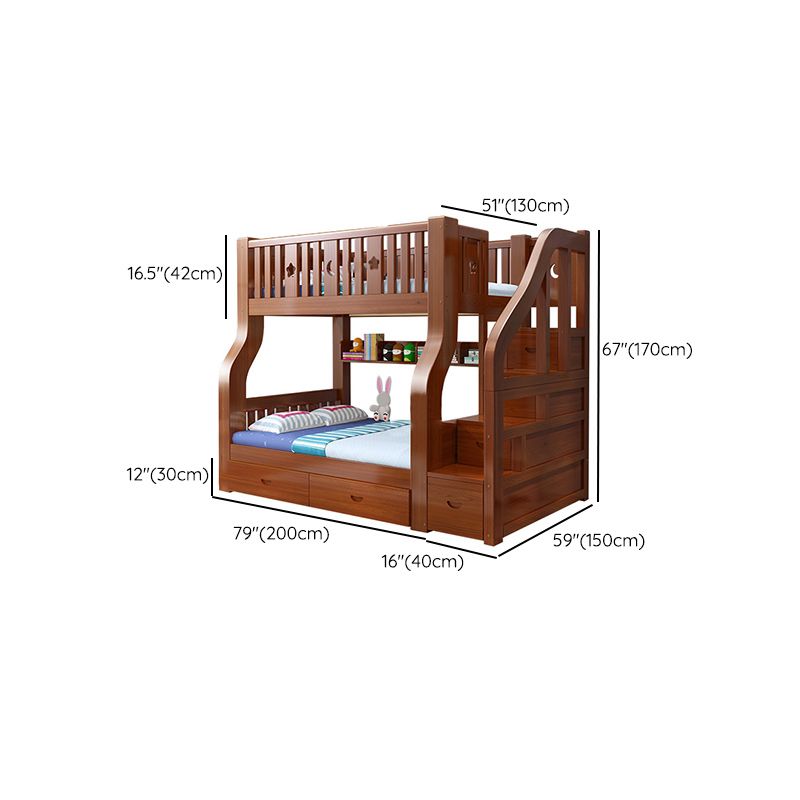 Traditional Standard Bunk Bed Twin & Single Kid's Bed with Book Shelf