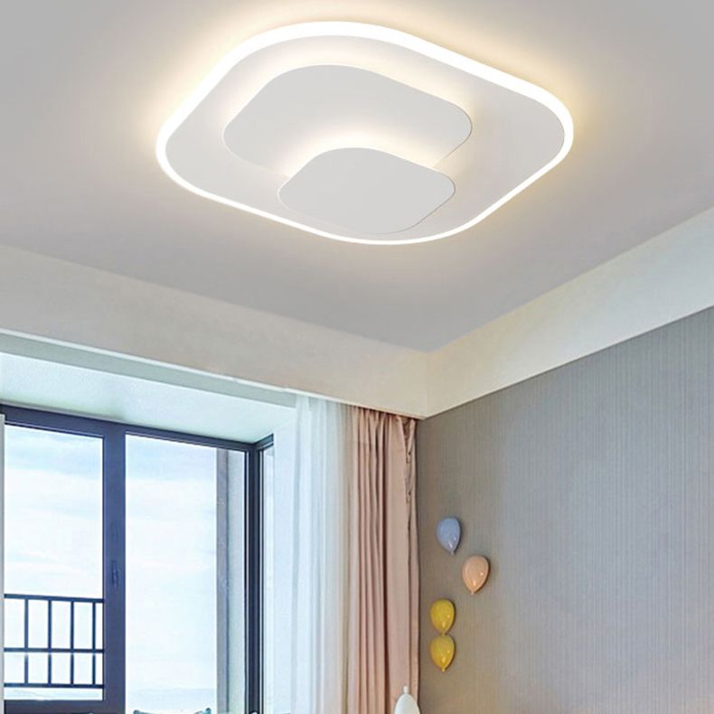 Modern Metal Flush Mount LED Geometric Shape Ceiling Light with Acrylic Shade for Bedroom