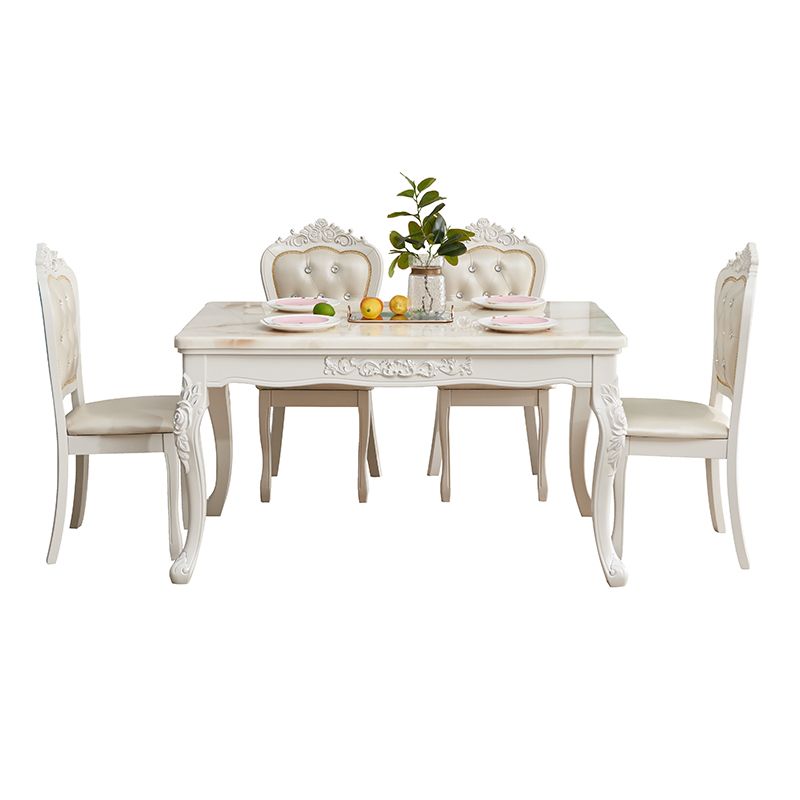 Set di sala da pranzo vittoriana set da tavolo da pranzo a 4 gambe in marmo