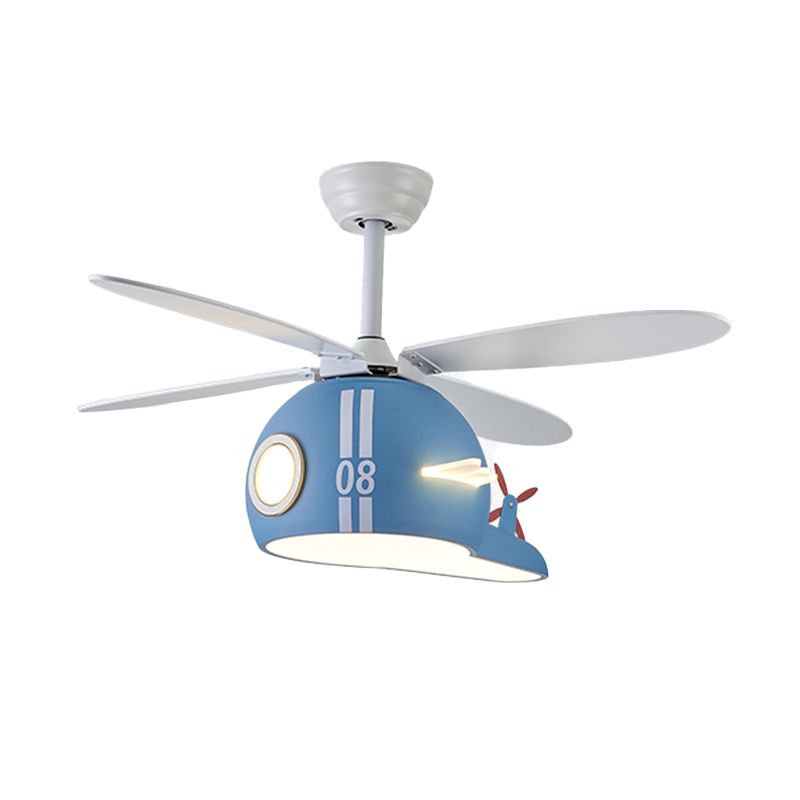 Cartoon Style Iron Ceiling Fan Lamp Helicopter Shape Ceiling Fan Light for Bedroom