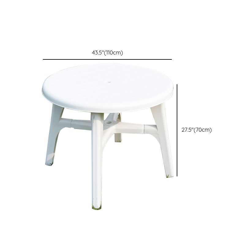 Plastic Outdoor Dining Table Modern Water Resistant Patio Table in White