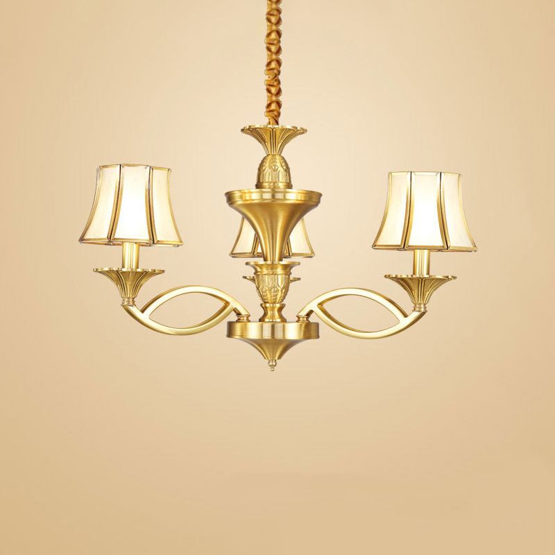 Taps vormig gevormd glas met patroon kroonluchter verlichting klassieke woonkamer hanglamp in goud