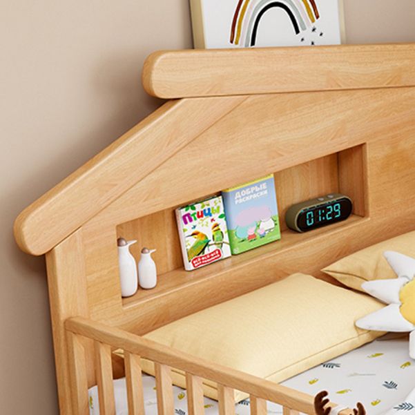 Light Brone Contemporary Nursery Bed with Guardrails in Solid Wood