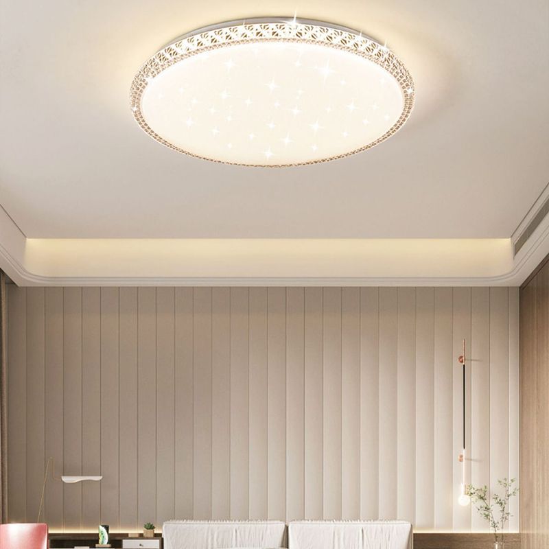 Contemporary Ceiling Light White LED Flush Mount Light for Living Room