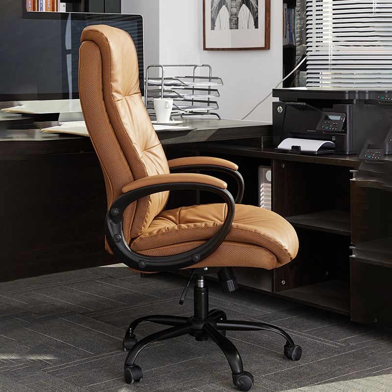 Modern Padded Arms Office Chair Leather Tilt Mechanism Chair with Wheels