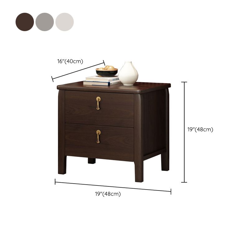 2 Drawers Solid Wood Nightstand Modern Night Table with Legs ,20" Tall