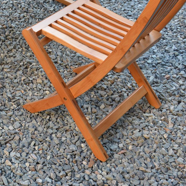 Brown and Natural Dining Side Chair Bamboo Folding Patio Dining Chair