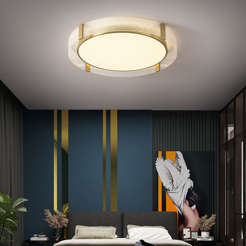 Modern Single Golden Flush Mount Lighting Round LED Ceiling Light for Bedroom