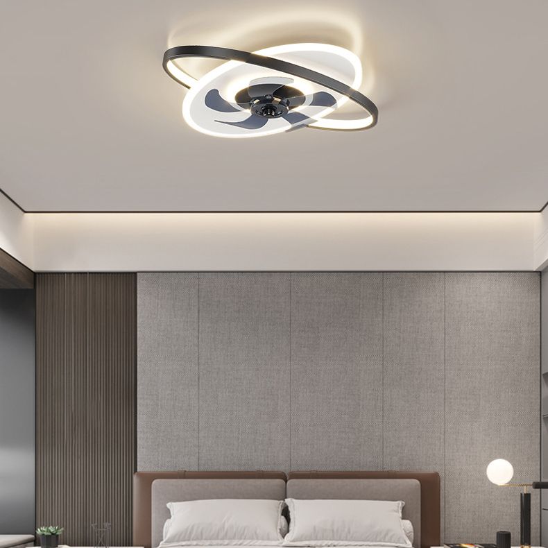 3 Light Ceiling Fan Light Modern Style Metal Ceiling Fan Light for Bedroom